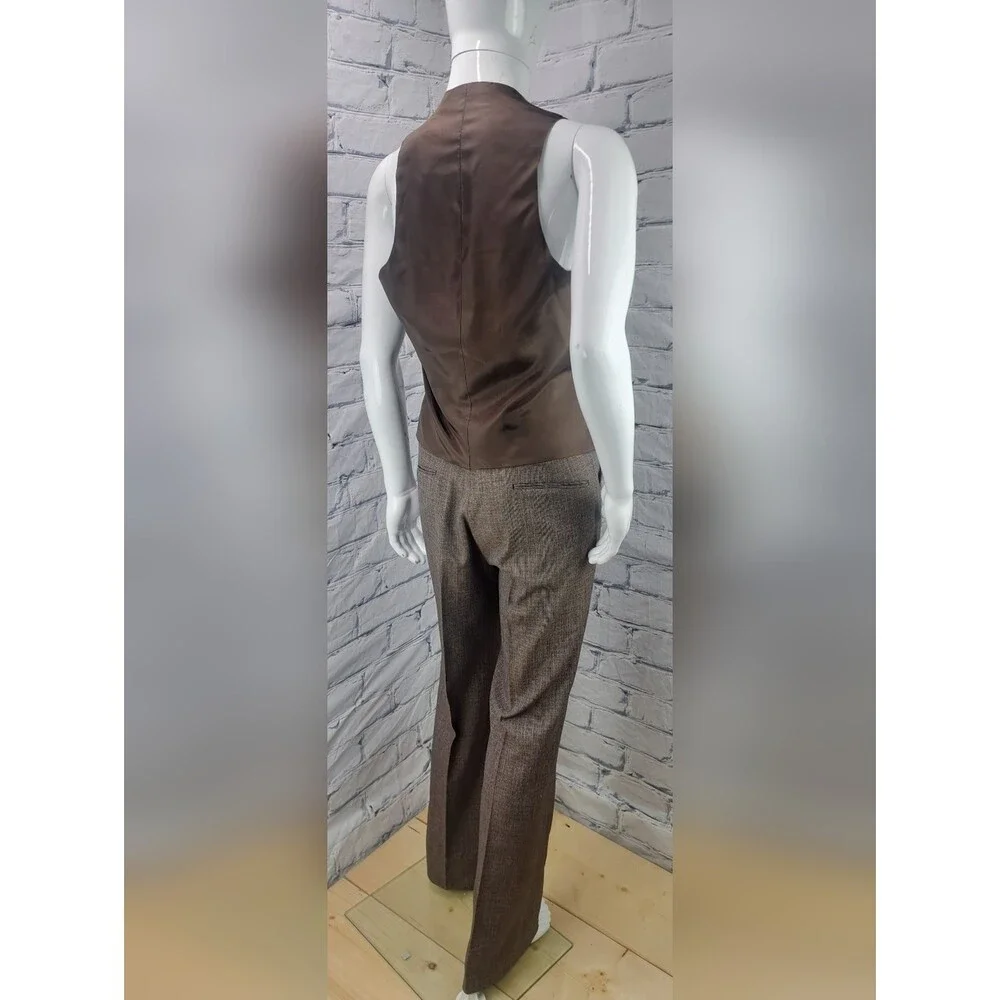 Vintage 70s 80s Men's 3 Piece Suit Brown Check Canvassed Flare Leg 40L 38L 34W